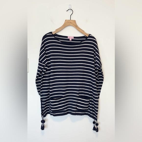 Lilly Pulitzer ELBA COOLMAX SWEATER IN TRUE NAVY , sz small - Picture 3 of 9